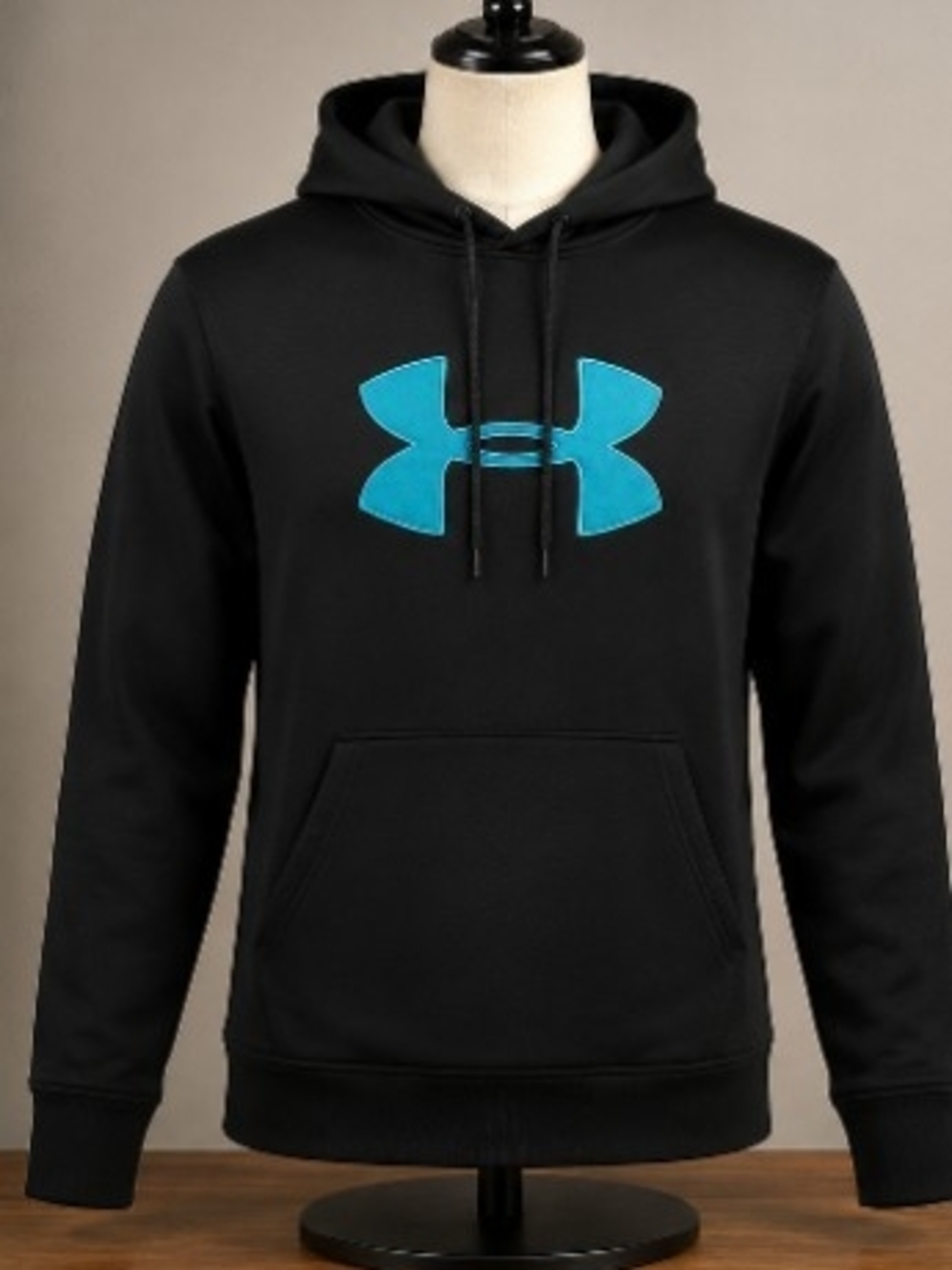 Under Armour Men’s Black Crewneck Hoodie with Teal Logo